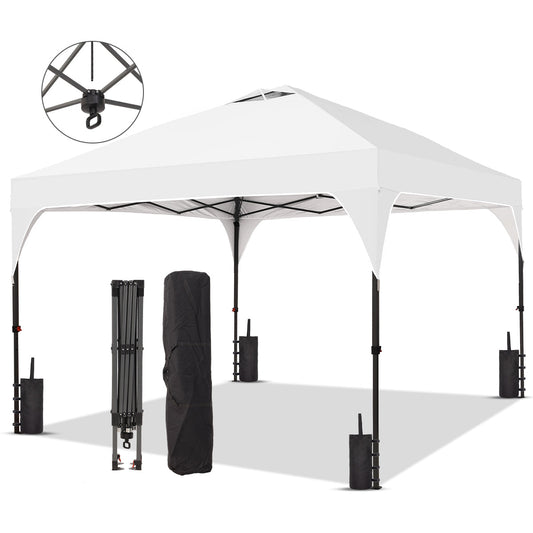 Ainfox 10ft x 10ft Pop Up Canopy Beach Tent with One Push Set up Easy Outdoor Sun Shade for Events, Parties, Camping