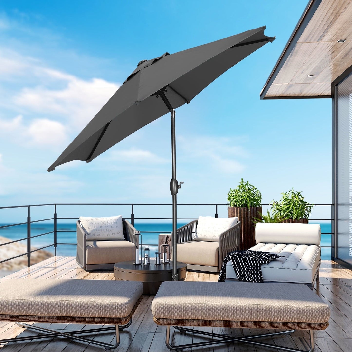 Ainfox 9ft  Patio Umbrella with Push Button Tilt and Crank, UV and Waterproof