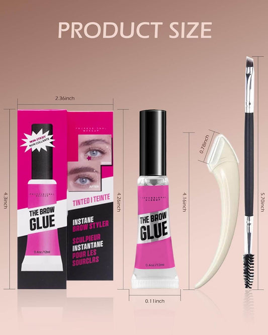 Waterproof Brow Gel Clear-2PCS Strong Hold Eyebrow Gel,Eyebrow Mascara Long-Lasting Quick-Drying Transfer-Proof Brow Setting Gel, Brow Shaping Gel for Natural-Looking Brows, Women