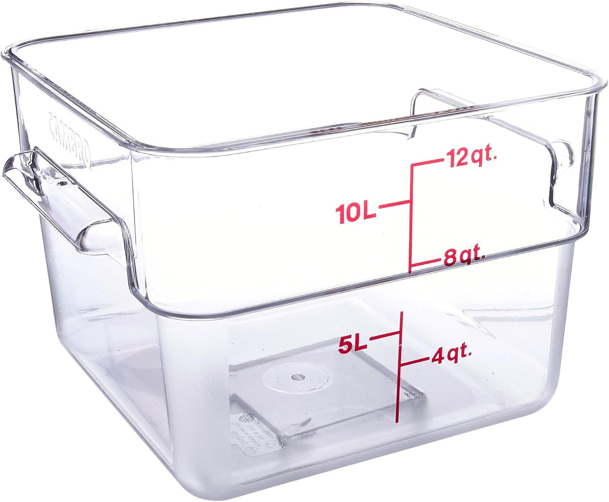 Cambro Food Storage Container - Classic Series Square - 12 QT (Quart) - Commercial Grade for Food Prep (Clear)