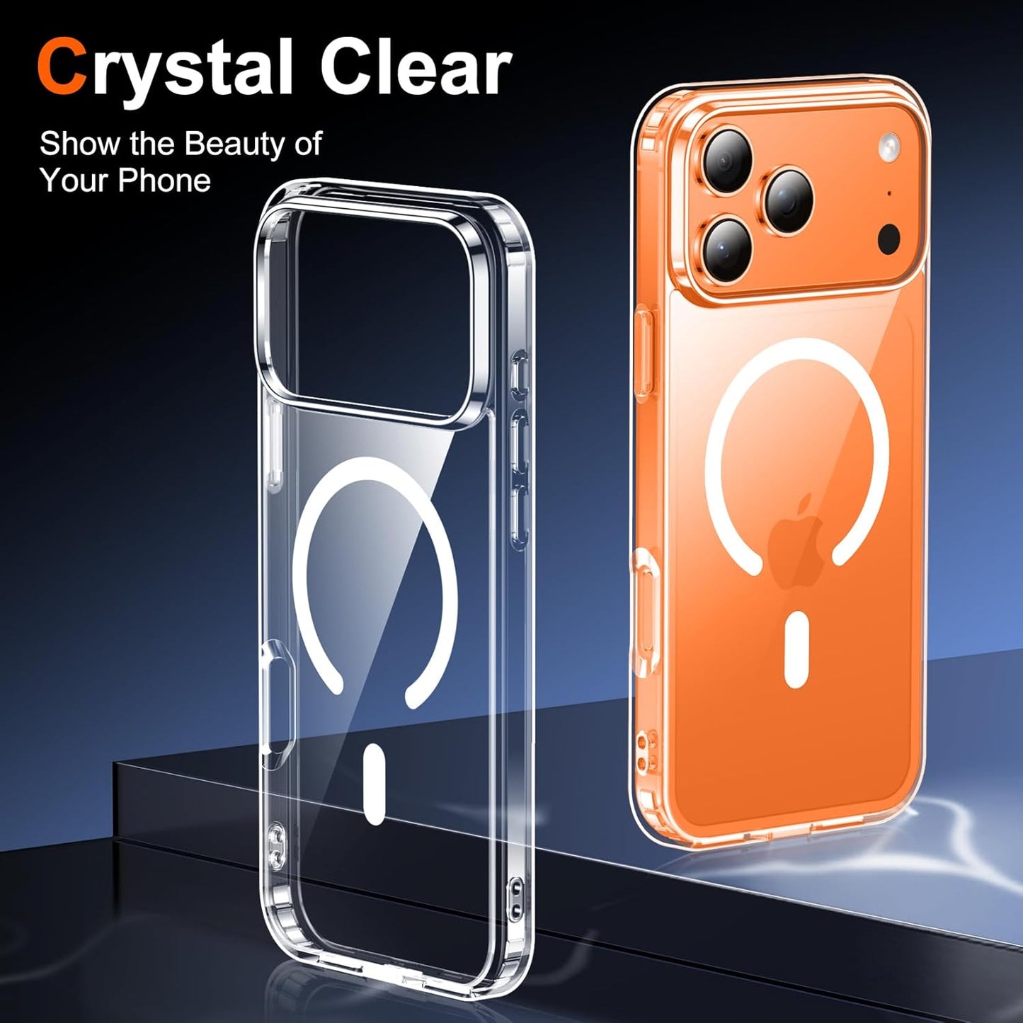 iPhone 17 Pro Case Clear Compatible with Magsafe][Anti-Yellowing][Military-Grade Protection] Shockproof Slim Magnetic Phone Case Cover
