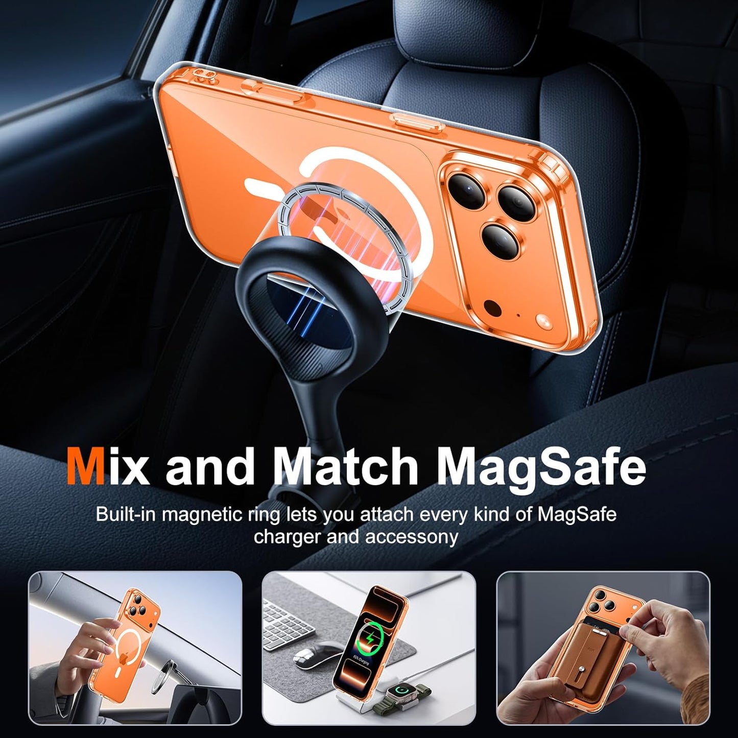 iPhone 17 Pro Case Clear Compatible with Magsafe][Anti-Yellowing][Military-Grade Protection] Shockproof Slim Magnetic Phone Case Cover