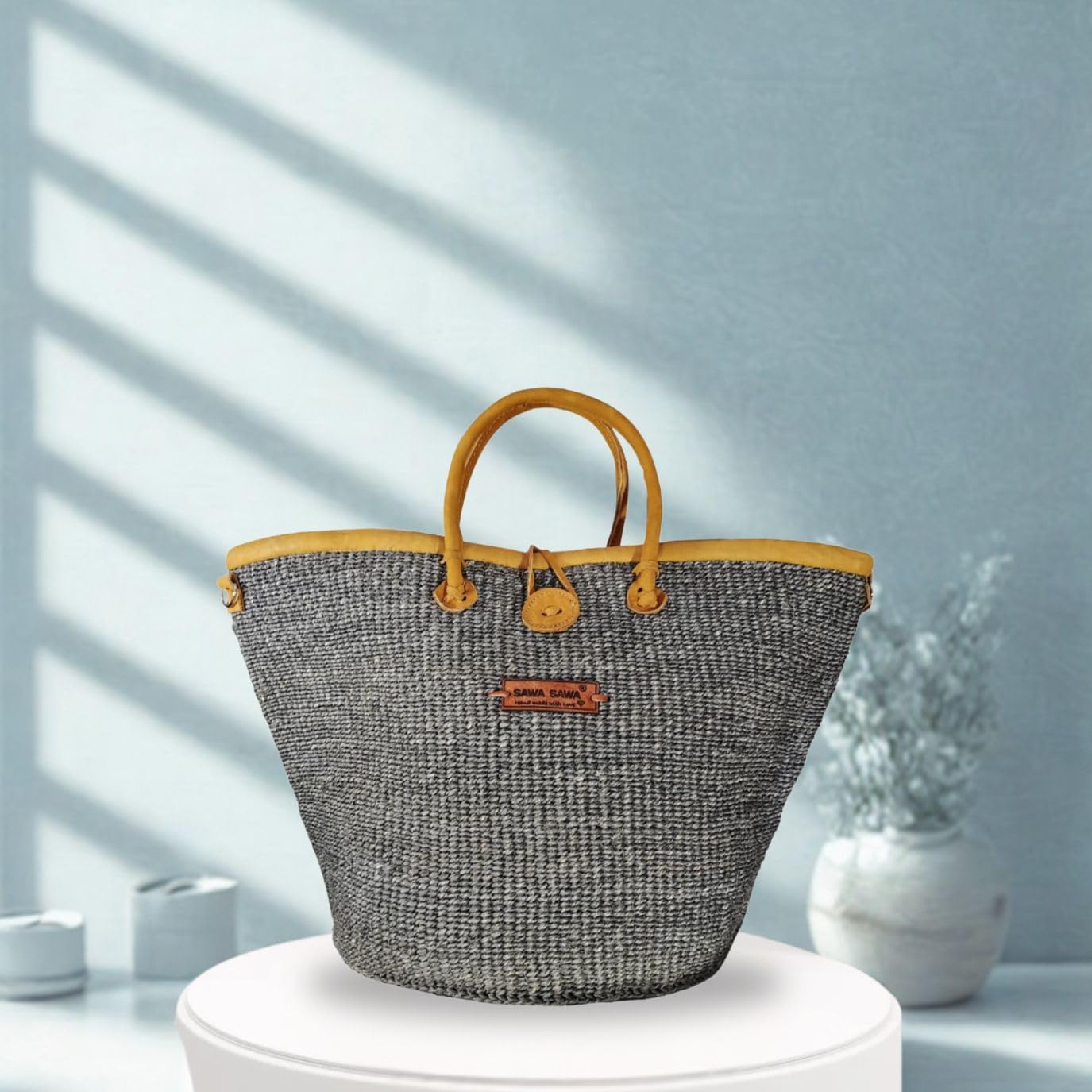 Ash Wisdom Handmade Sisal Straw Basket Tote Bag