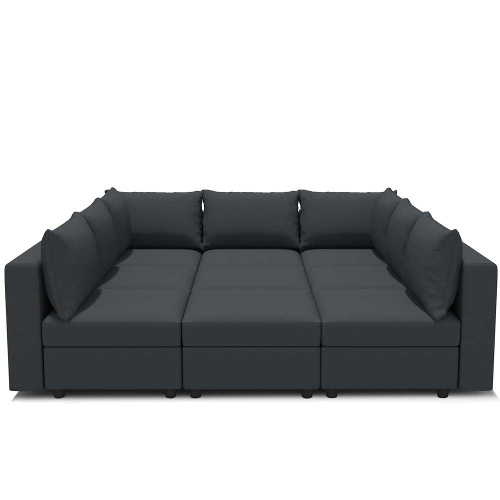 Ainfox 9 Seats + 9 Sides Modular Sectional Sofa Sleeper Sofa Flannel Sofa with Storage Seat