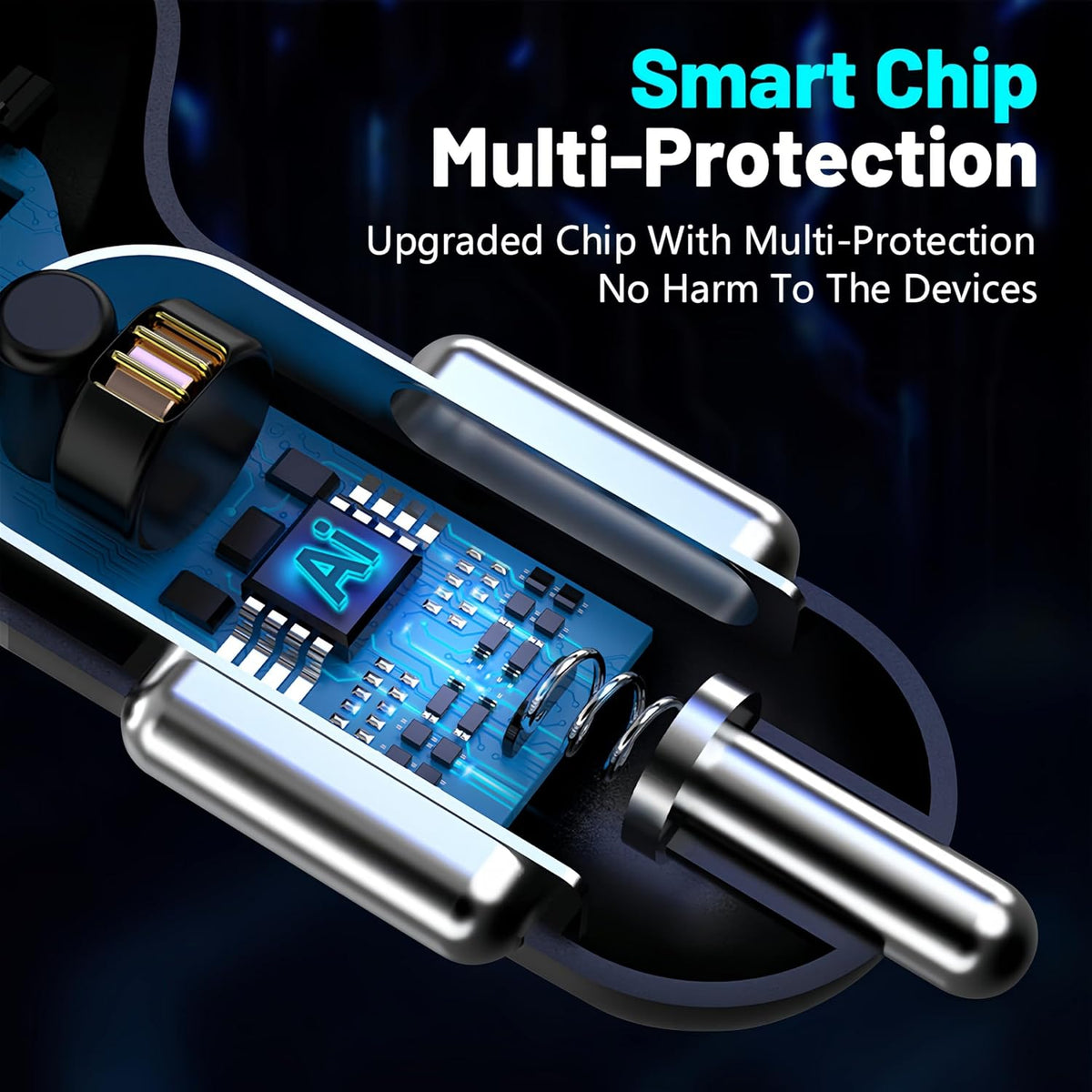 Cutaway illustration of the car charger electronics