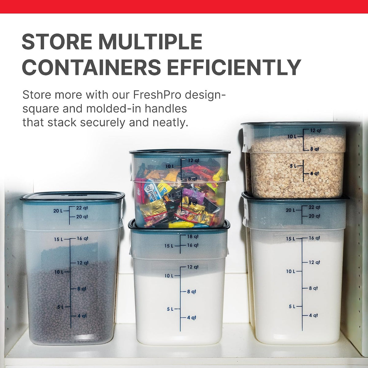 Cambro FreshPro 22 Quart (QT) Food Storage Container with Lid (Restaurant Grade) - for Food Prep, Commercial Kitchen, Pet and Dog Food Container (Translucent)