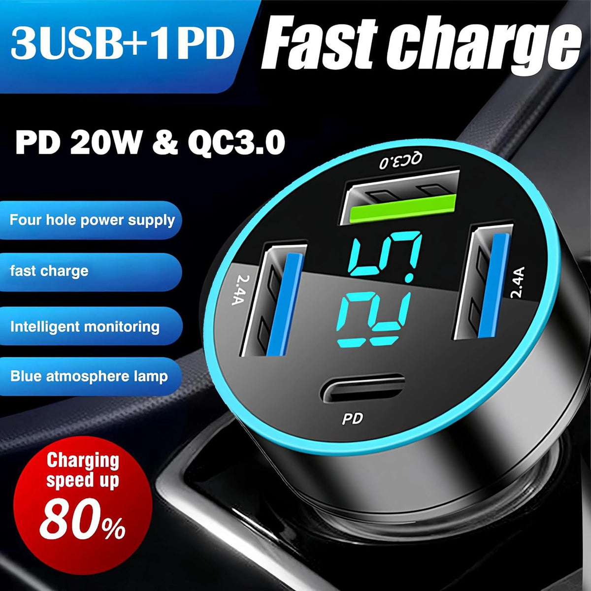 Car charger diagram highlighting its charging connections
