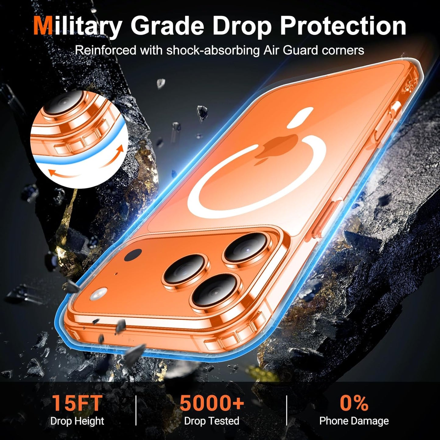 iPhone 17 Pro Case Clear Compatible with Magsafe][Anti-Yellowing][Military-Grade Protection] Shockproof Slim Magnetic Phone Case Cover
