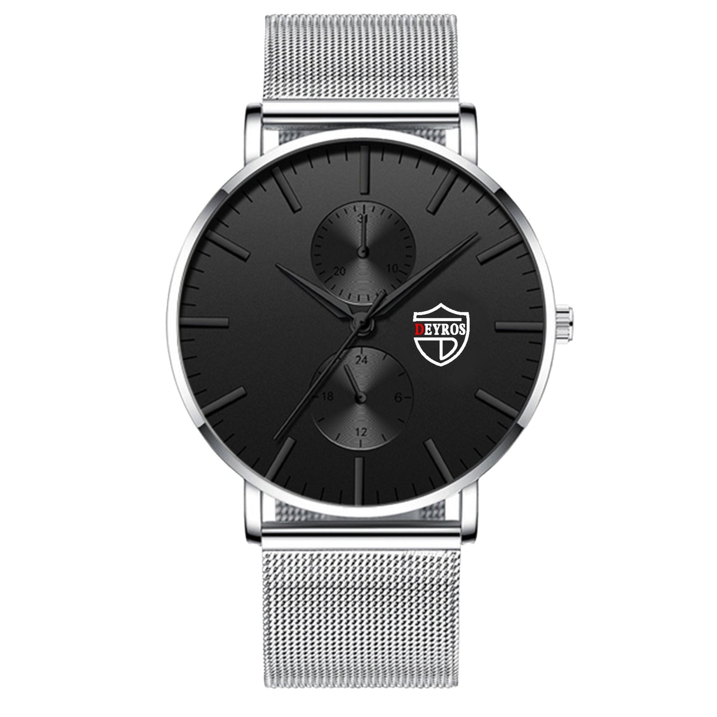 Black 3Bar Watch Men Women'S Watches Ladies Watch With Crystals  Fashion Stainless Steel Band Comfortable Wristwatch