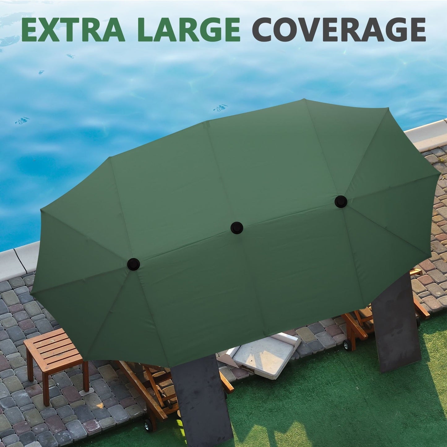 Ainfox 13ft Large Patio Umbrella, Outdoor Double-Sided Rectangle Market Heavy Duty Umbrellas without Base