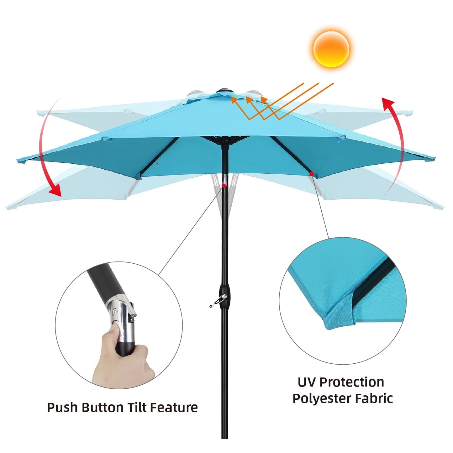 Ainfox 9ft  Patio Umbrella with Push Button Tilt and Crank, UV and Waterproof