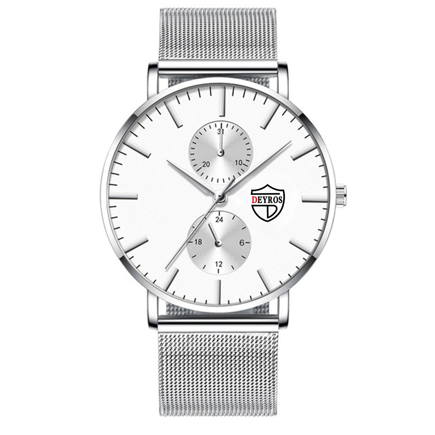 Black 3Bar Watch Men Women'S Watches Ladies Watch With Crystals  Fashion Stainless Steel Band Comfortable Wristwatch