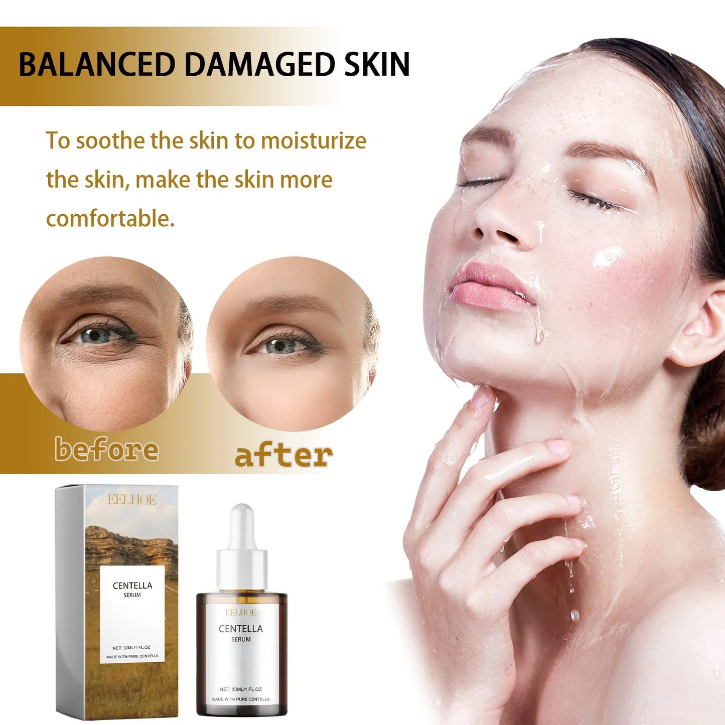 Centella Asiatica Skin Serum - Deep Moisturize & Replenish Care Essence Improve Skin Health Relieve Dry & Discomfort