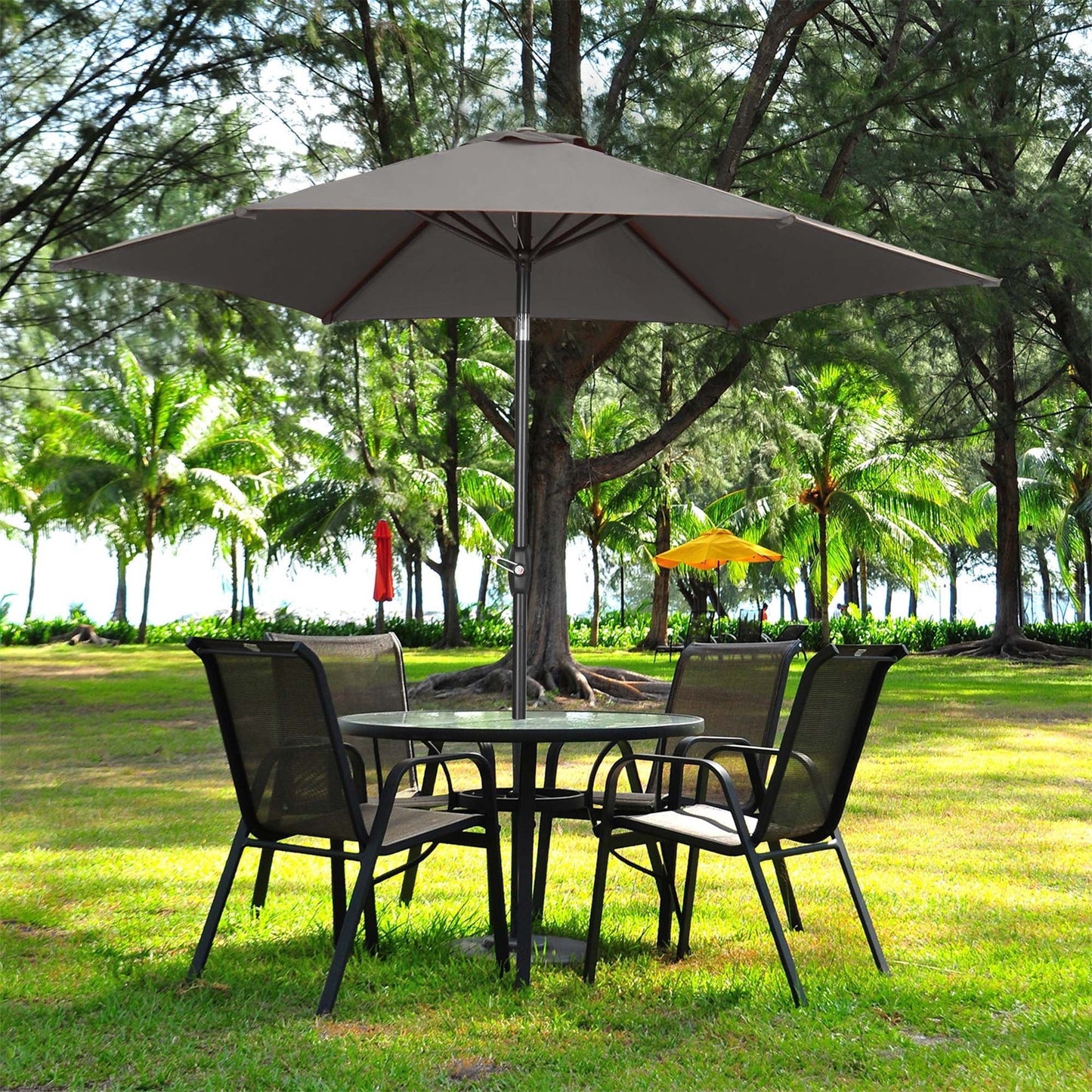 Ainfox 9ft  Patio Umbrella with Push Button Tilt and Crank, UV and Waterproof