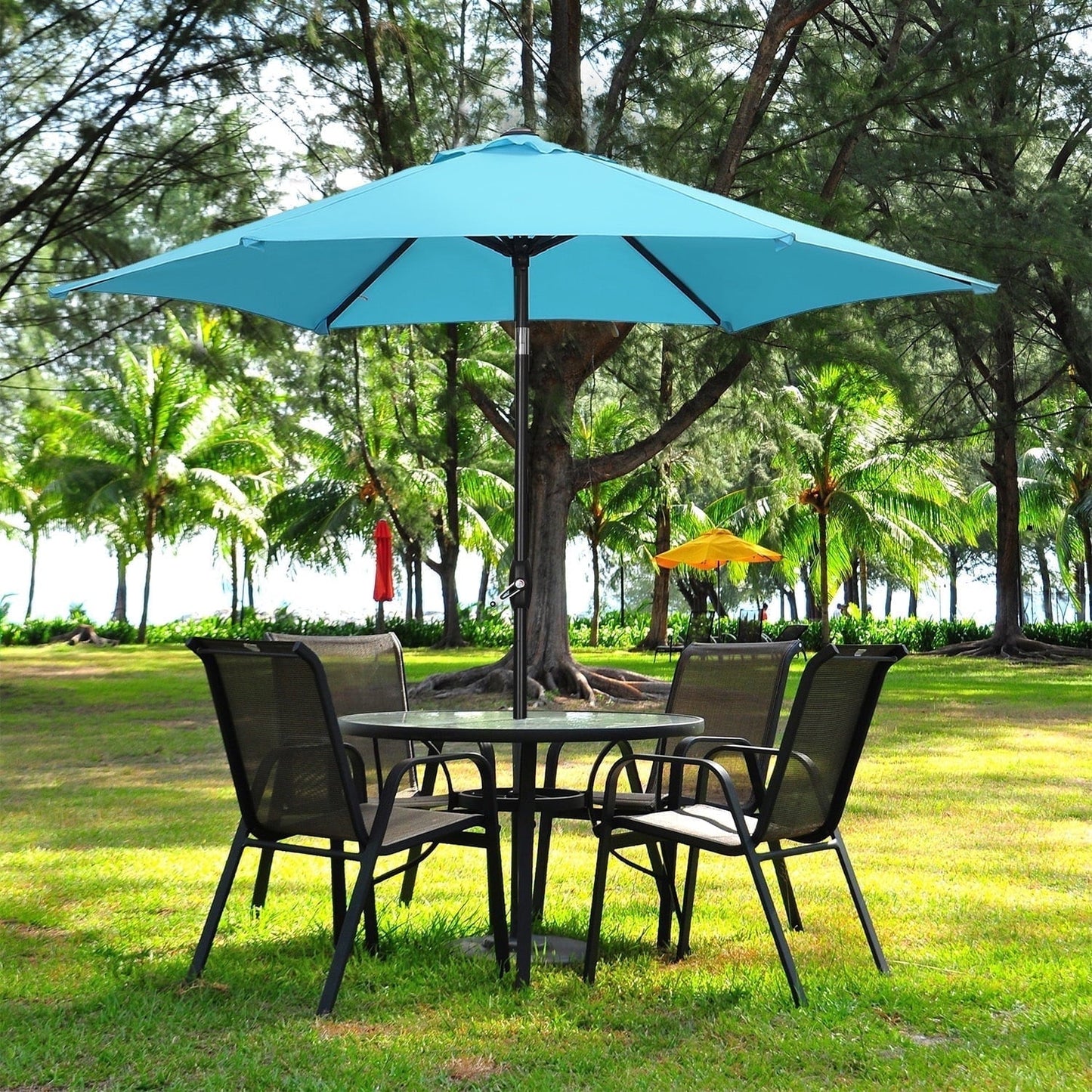 Ainfox 9ft  Patio Umbrella with Push Button Tilt and Crank, UV and Waterproof