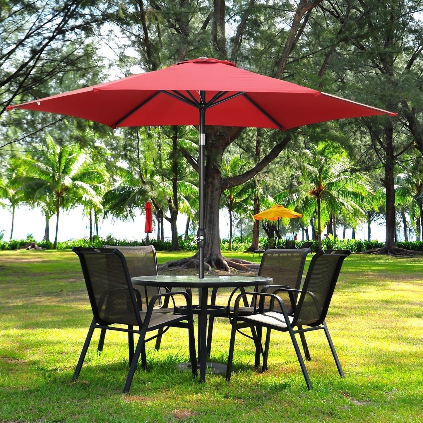 Ainfox 9ft  Patio Umbrella with Push Button Tilt and Crank, UV and Waterproof