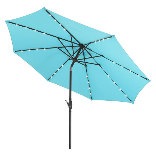Ainfox 10ft Solar Patio Umbrella Outdoor Umbrella Market Umbrella for Backyard Deck Poolside With 32 LED Lights