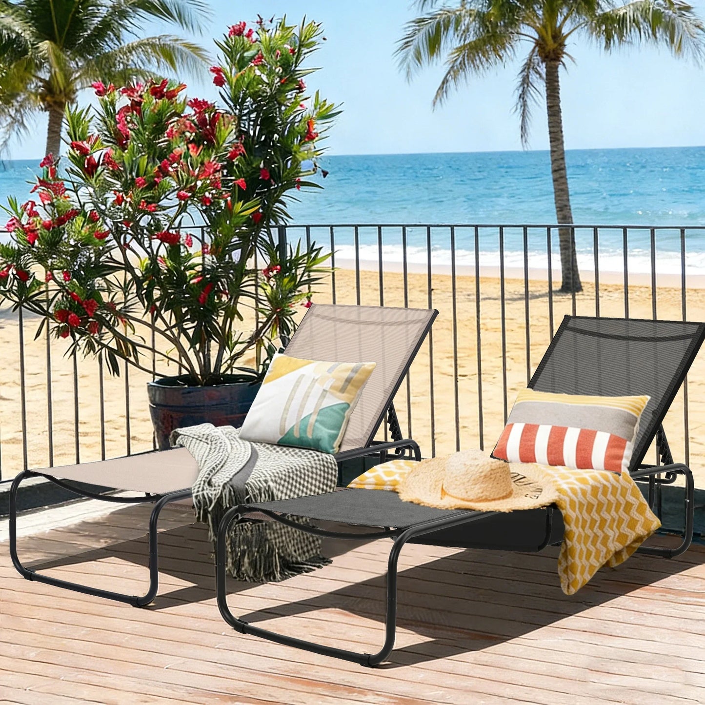 Ainfox 2 pcs Patio Lounge Chair Outdoor, Pool Lounge Chairs