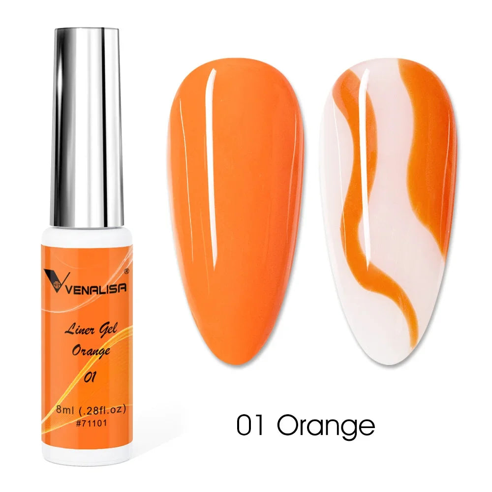 Venalisa Liner Gel 8ml French Nail Gel Polish UV LED Painting Gel Nail Art Design Gorgeous Glitter Color DIY Drawing Polish
