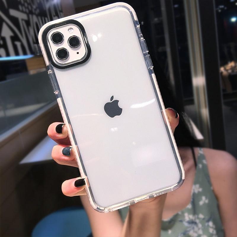 Fluorescent Color Shockproof Phone Case For iPhone 13 Pro Max 12 Mini 11 Transparent Soft Silicone Cover Transparent Case Glow In Dark Phone Case Luxury Square Case Cover For iPhone