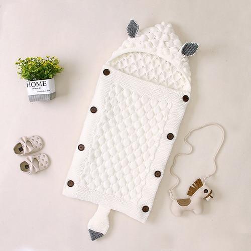 Stevvex Knitted Newborn Baby Blanket Baby Sleeping Bags Stroller Bedding Warm Swaddle Wrap