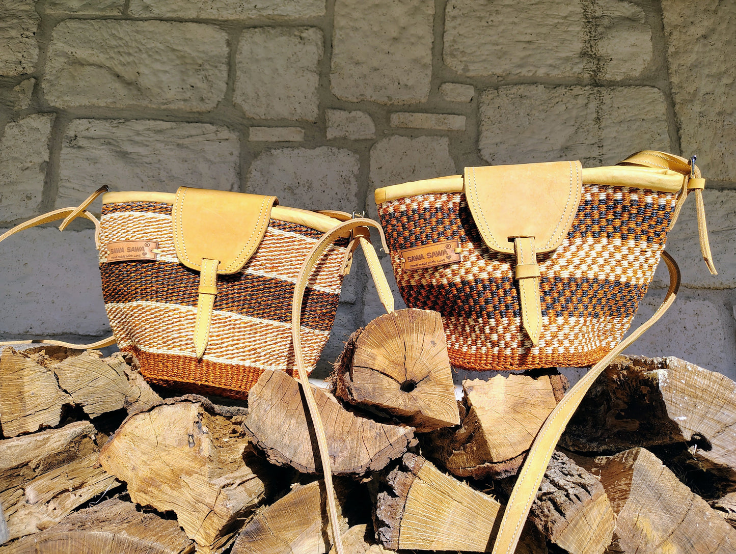 Life Damier Pattern Handwoven Sisal Straw Crossbody Shoulder Bag