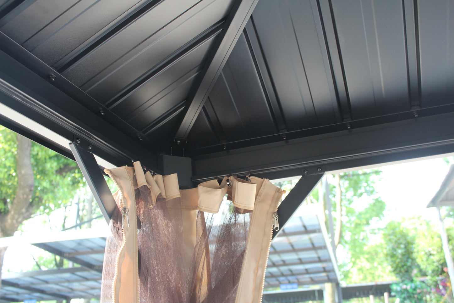 Ainfox 10*12 Double Roof Iron Gazebo,With Classic Thin Mosquito