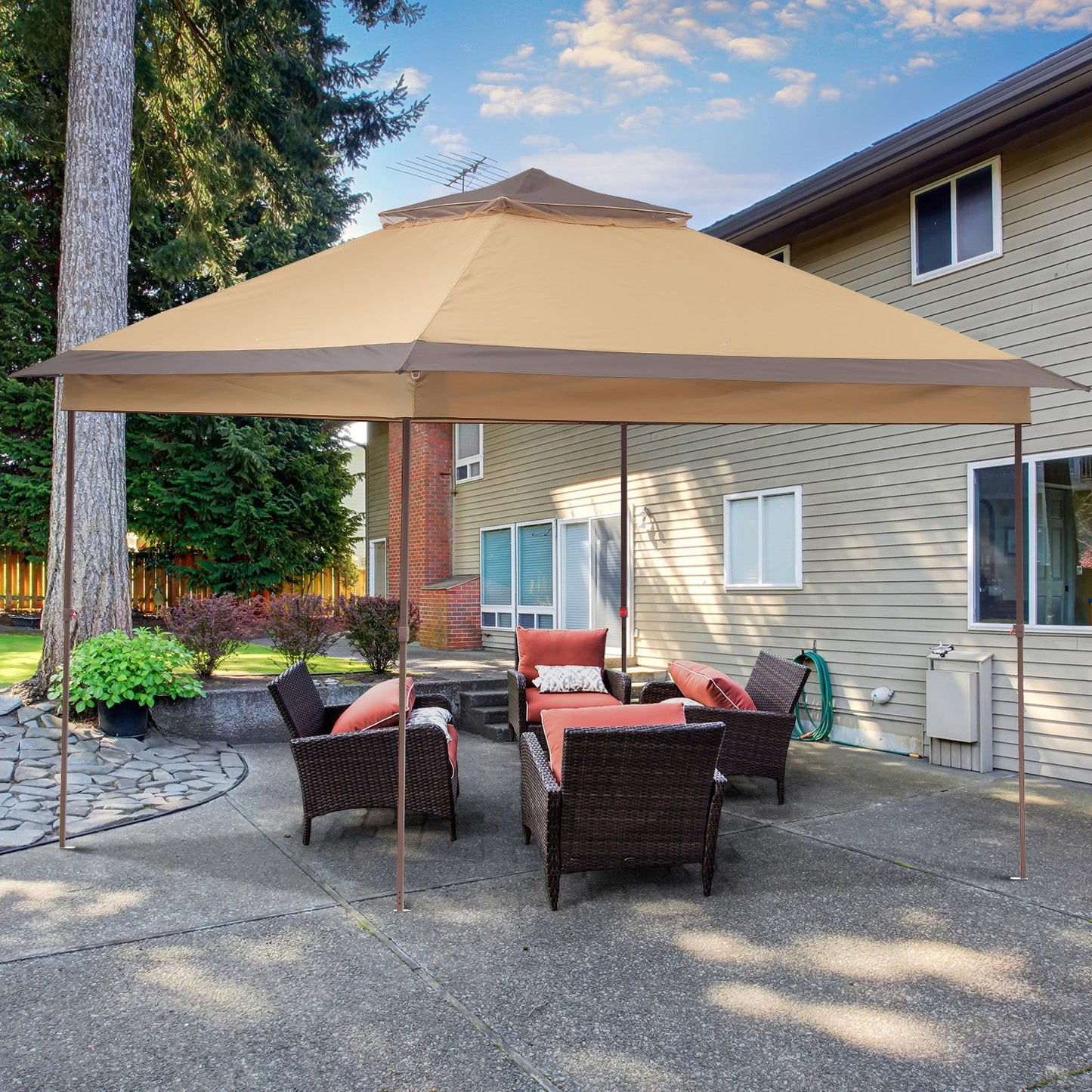 Ainfox 11ft x 11ft Heavy Duty Pop Up Gazebo Outdoor Canopy Shelter Instant Patio Gazebo Sun Shade Canopy Tent for Lawn Garden Backyard Deck