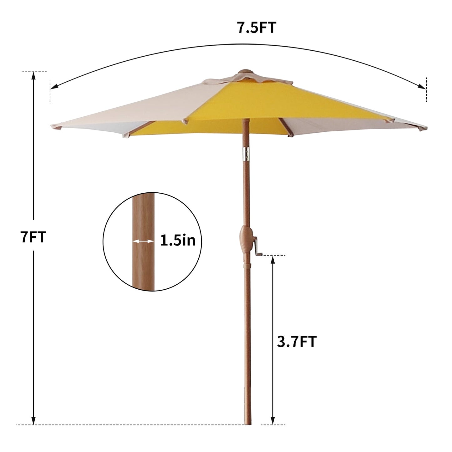 Ainfox 7.5ft Outdoor Market Patio Umbrella with Push Button Tilt and Crank, Waterproof UV Protection