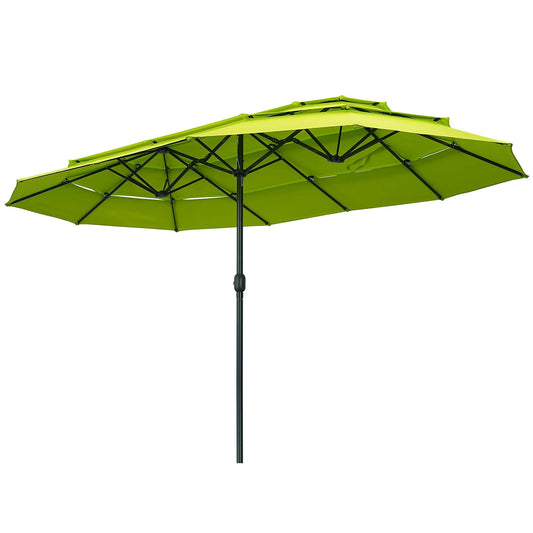 Ainfox 15ft Large Patio Umbrella, 3-Tiers Outdoor Double-Sided Rectangle Market Heavy Duty Umbrellas