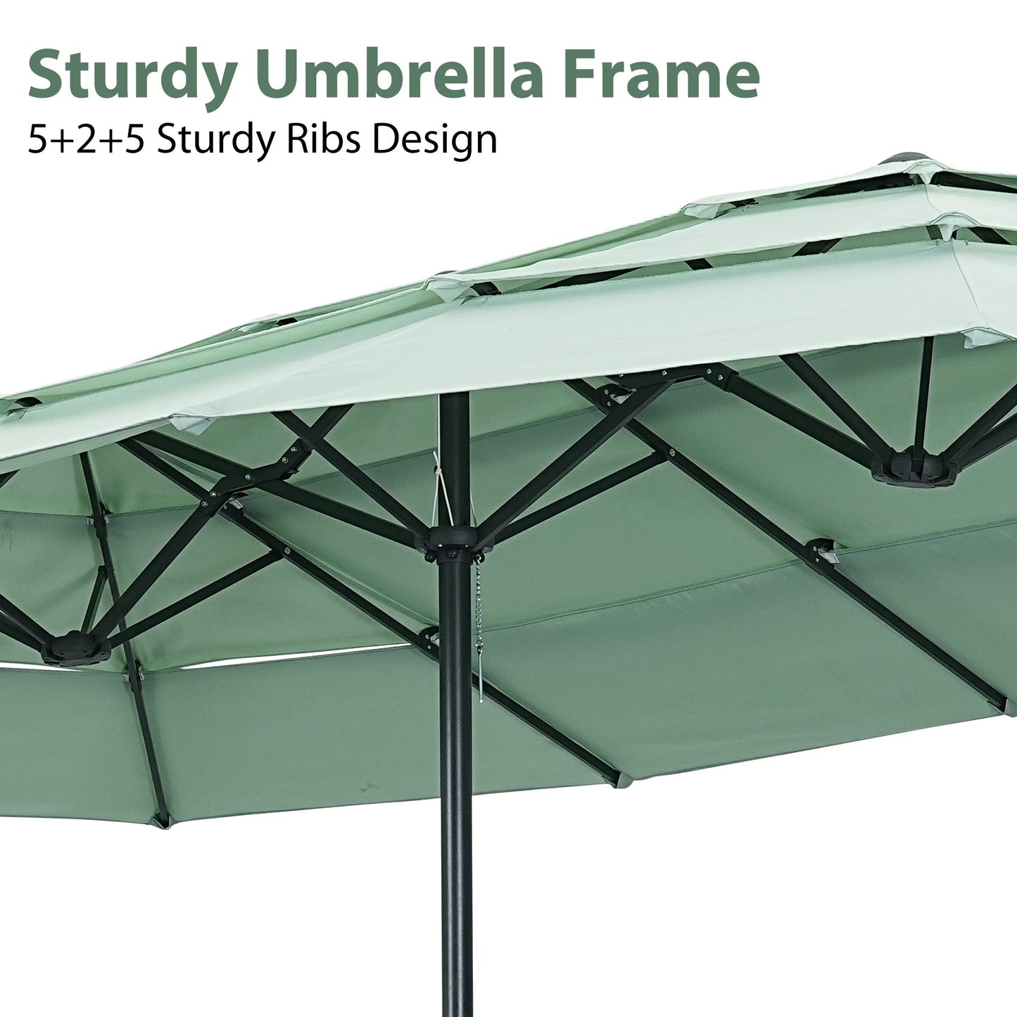 Ainfox 15ft Large Patio Umbrella, 3-Tiers Outdoor Double-Sided Rectangle Market Heavy Duty Umbrellas