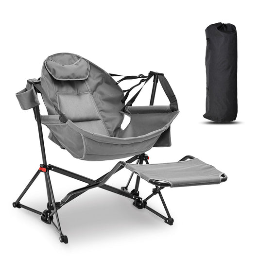 Ainfox Hammock Camping Chair with Footrest, Foldable Portable Rocking Chairs for Adults Outside Swinging Camp for Outdoor Patio Poolside