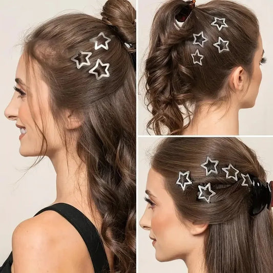 10/25/50/100pcs Y2K Silver Star Hair Clips High Quality Star Hair Clip Metal Clip Silver Pentagram Bb Clip Hair Accessory