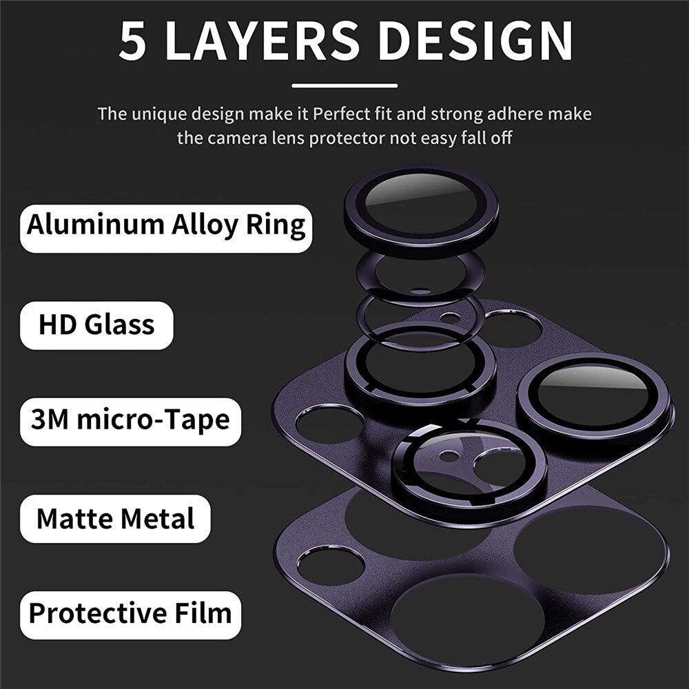 Camera Lens Metal Protector Glass For iPhone 14 Pro 13Pro 13 12 Pro Max Plus Full Cover Lens Protective Cap For iPhone 13 14Pro Tempered Glass Lens Film Metal Camera Screen Protection HD Clear Lens Protector