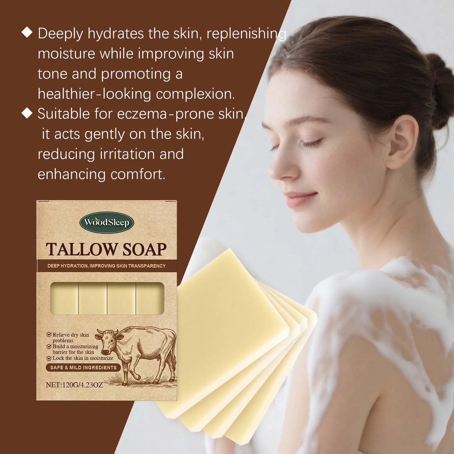 Grass-Fed Beef Tallow Soap Gently Clean For Skincare Suitable For Face & Body Wash Refreshing Rich In Lather Soap Bar Moisturize