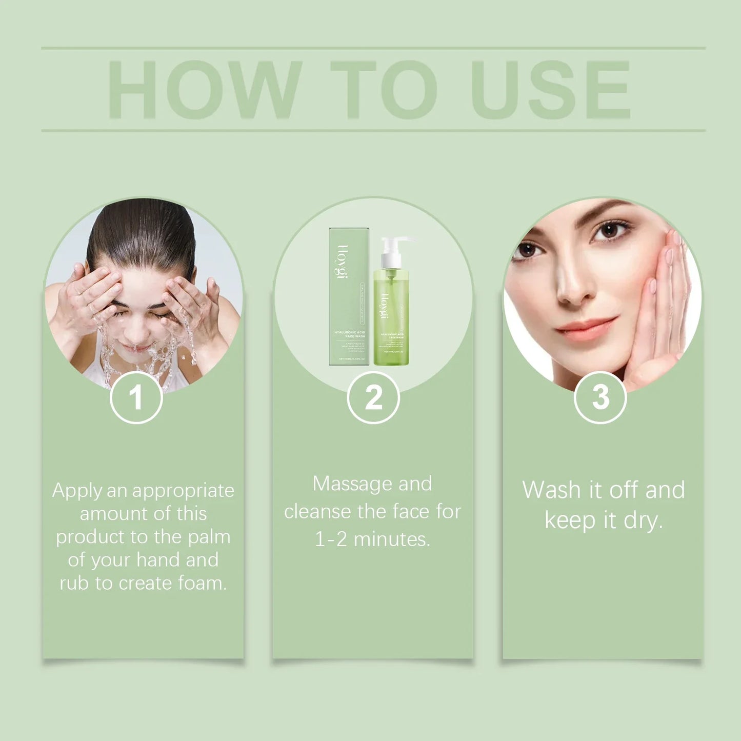 HOYGI Hyaluronic Acid Cleanser Anti Acne Oil Control Blackhead Remover Skin Cleansing Gel Brightening Pore Cleaning Face Wash