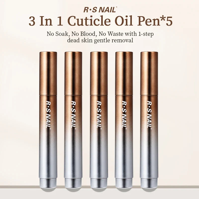 RSNAIL 3-in-1 Cuticle Oil Pen with Ceramic Nail Pusher for Hangnails Dry & Damaged Nails -Nail Care Pen for Repair & Nourishment