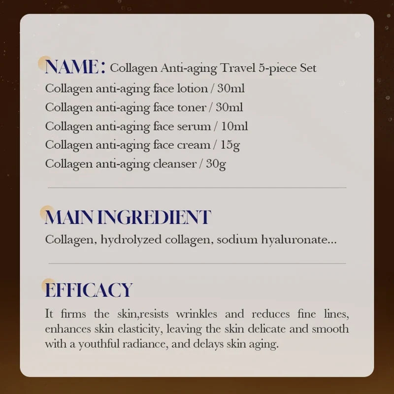 5pcs SADOER Collagen Skin Care Sets Moisturizing Face Cream Eye Cream Serum Essence Whitening Anti-Aging Facial Skin Care Kit