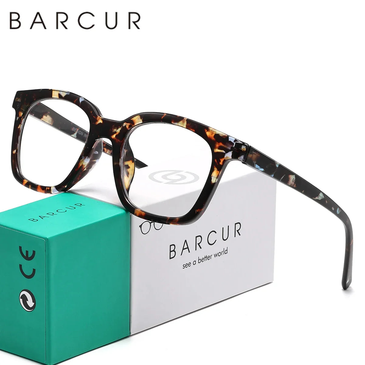 BARCUR Fashion Retro Leopard Pattern Women's Presbyopia Glasses Durable Multi-Degree PC Rectangular Small Frame with Transparent Acrylic Lenses for Reading or Work