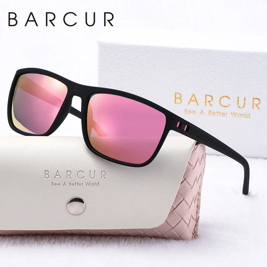 BARCUR Original Trendy White Pink Polarized Sunglasses Lightweight Comfort Square PC Eyewear for Women Sports UVA & UVB Protection Trendy Sun Glasses for Summer