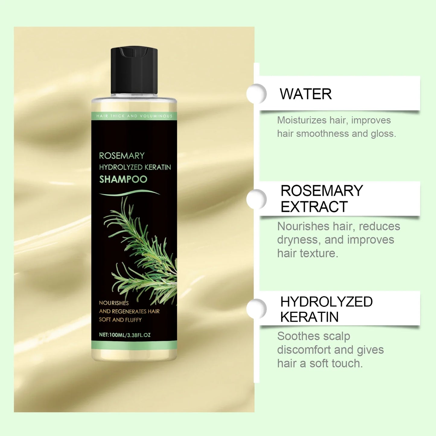 Rosemary Natural Shampoo Hair Thickness Loss Deep Nourishing Scalp Care Strengthen Repair Damaged Oil Control For Men Women