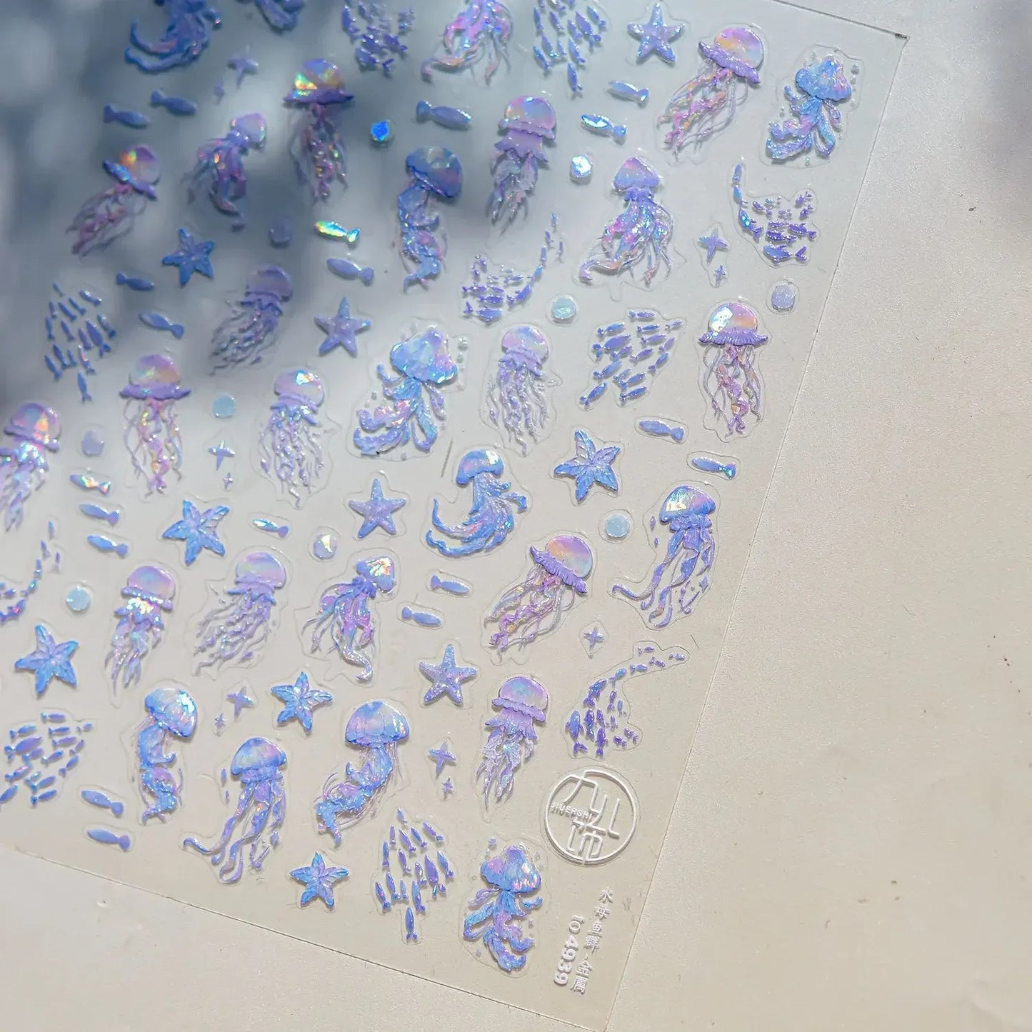 5D Deep Sea Fish Nail Art Stickers Shimmery Bubble Colorful Marine Life Nail Decals Summer Ocean Self Adhesive Manicure Decal
