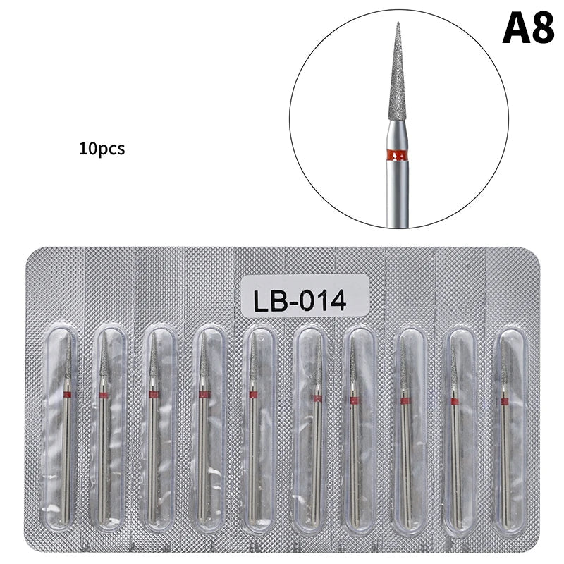 10Pcs Diamond Milling Cutter For Manicure Electric Nail Drill Bits Accessory Pedicure Machine Nail File Gel Remover Tool