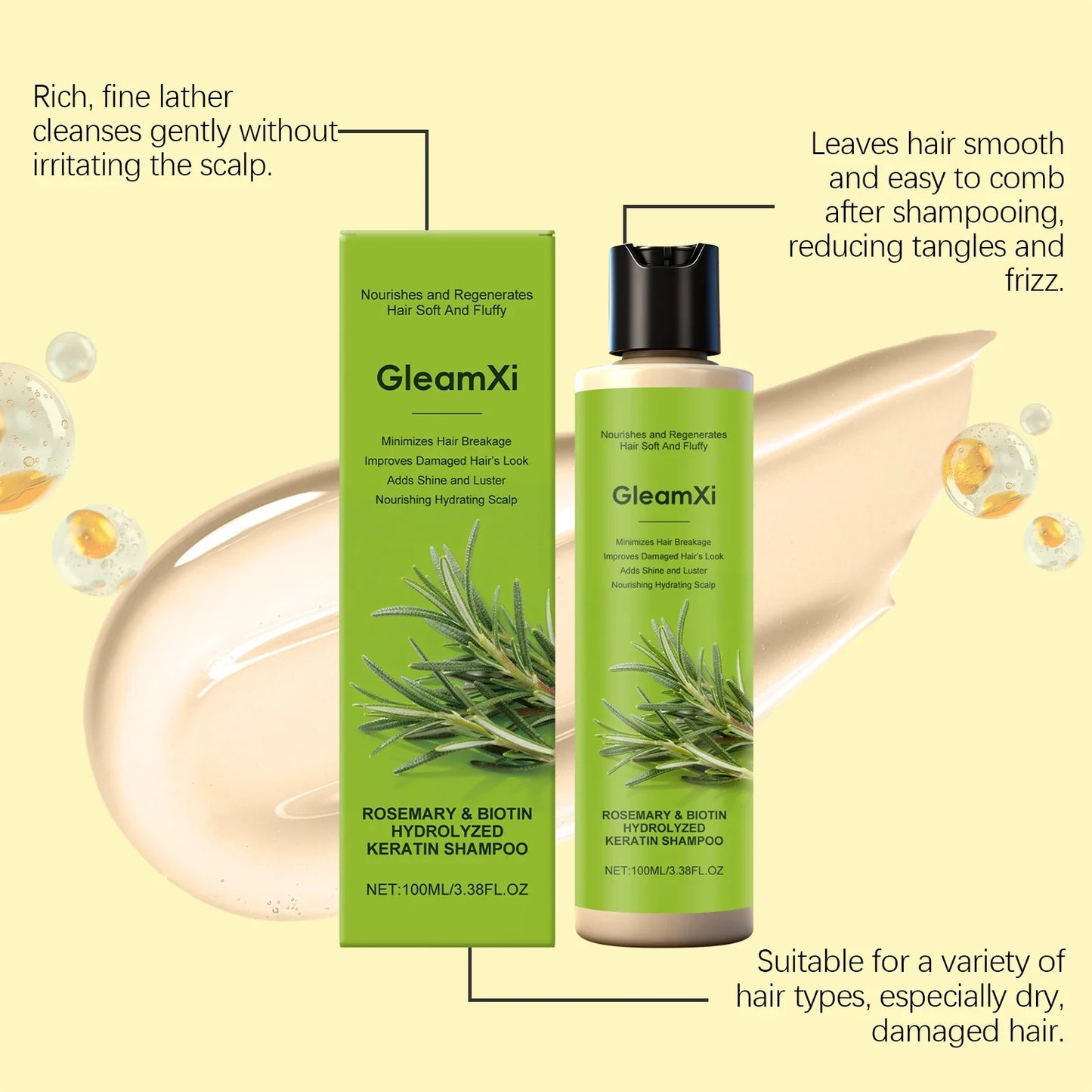 Rosemary Hair Care Shampoo with Biotin Moisturizing Scalp Treatment Volumizing Oil Control Daily Use Natural Hair Care