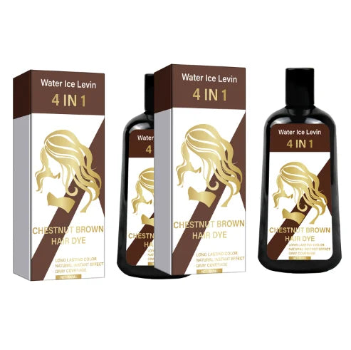 4-in-1 Chestnut Brown Hair Dye Shampoo for Long-Lasting Color & Natural Instant Gray Coverage, Ginger & Ginseng Enriched.