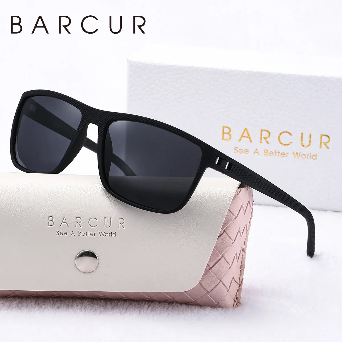 BARCUR Original Trendy White Pink Polarized Sunglasses Lightweight Comfort Square PC Eyewear for Women Sports UVA & UVB Protection Trendy Sun Glasses for Summer