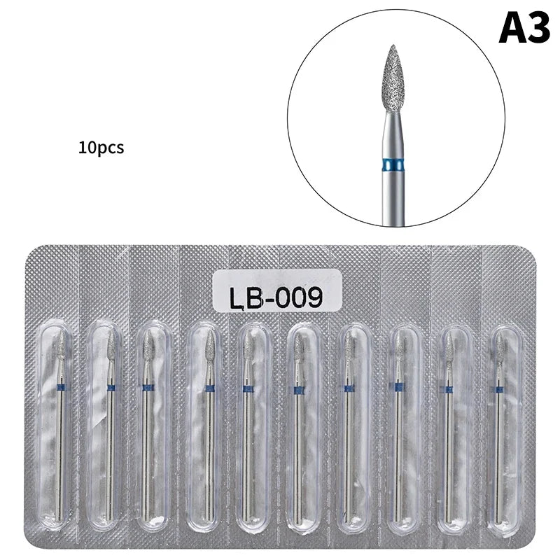 10Pcs Diamond Milling Cutter For Manicure Electric Nail Drill Bits Accessory Pedicure Machine Nail File Gel Remover Tool