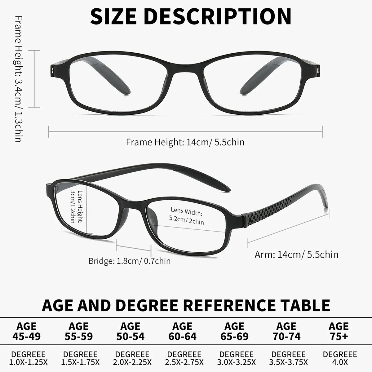 BARCUR Original Classic Presbyopia Glasses for Men and Women High-Quality Plastic Frame with Hinge Splicing Pattern and Mirror Legs Transparent AC Lenses for Reading