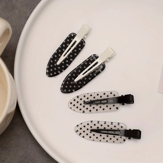 4 pieces/black and white acetic acid traceless hair clip acrylic duckbill clip sweet bangs hair clip hair clip