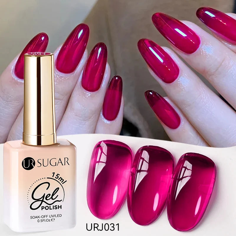 UR SUGAR 15ml Jelly Milky White Translucent Color Gel Polish Semi Permanent UV Gel Nail Art Soak Off Gel Varnish Latest Fashion